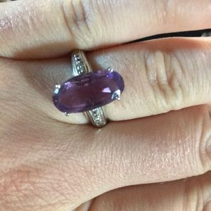 Silver and purple amethyst size 7